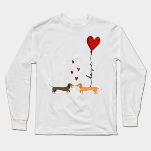 Dachshund Couple With Love Heart Valentines Day Long Sleeve T-Shirt